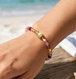 The Summer Blush Waterproof Natural Stone Bracelet | Pink & Gold with Elastic