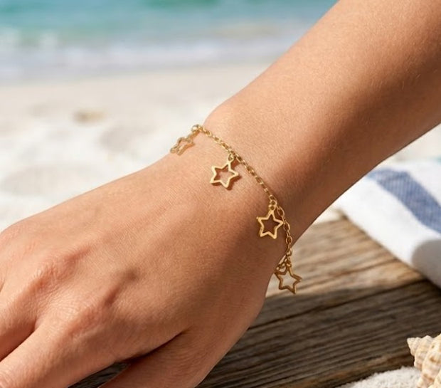 Delicate Star Charm Bracelet | Gold-Tone Adjustable Chain