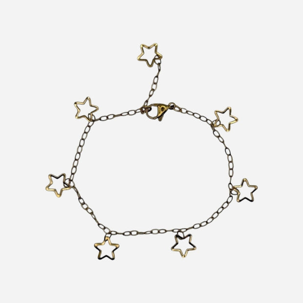 SPARQ delicate gold-tone stainless steel bracelet with multiple open star charms and an adjustable clasp.