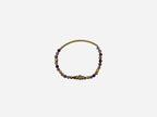 SPARQ pink and deep red natural stone beaded stretch bracelet with gold bar and rhinestone center.