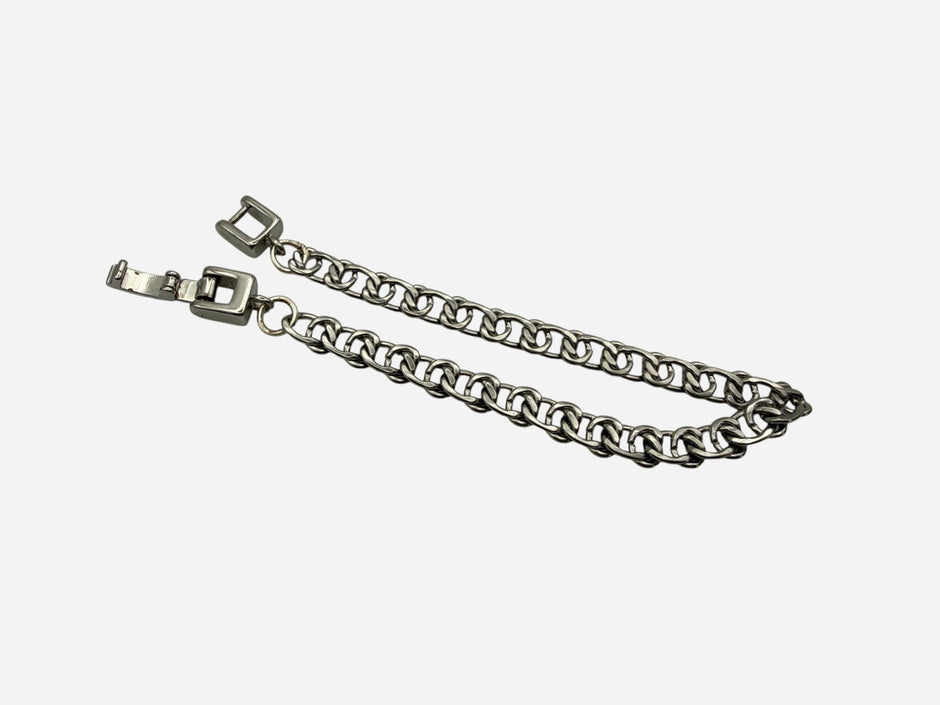 SPARQ silver-tone stainless steel double link chain bracelet with secure clasp closure.