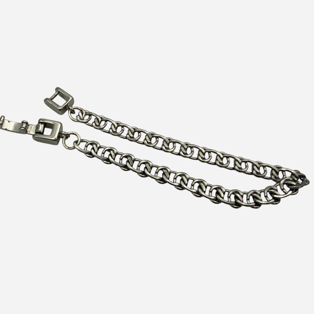 SPARQ silver-tone stainless steel double link chain bracelet with secure clasp closure.