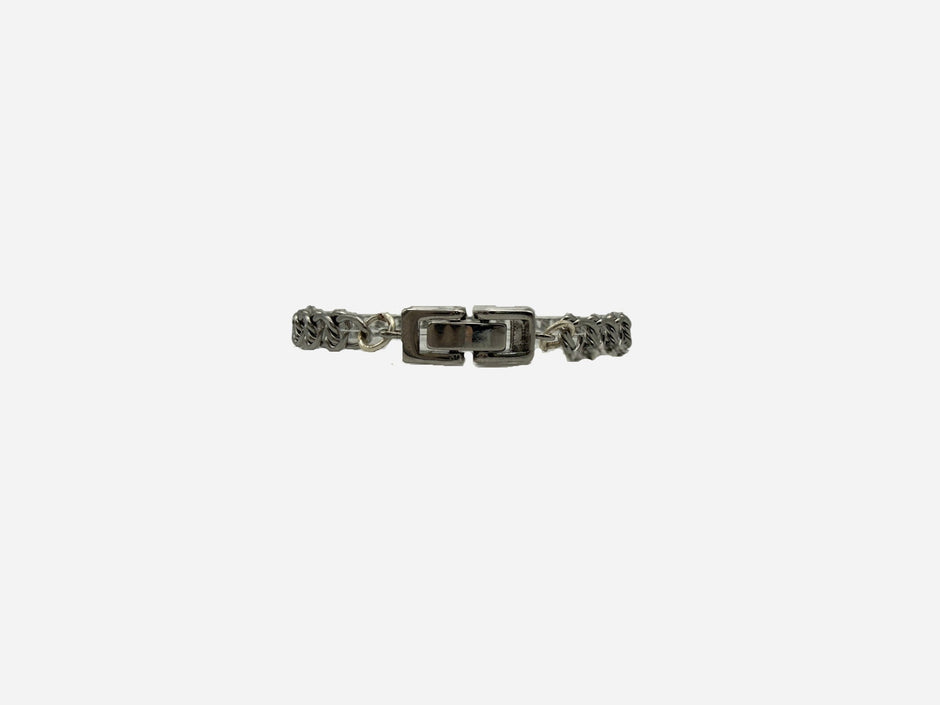 SPARQ silver-tone stainless steel double link chain bracelet with secure clasp closure.